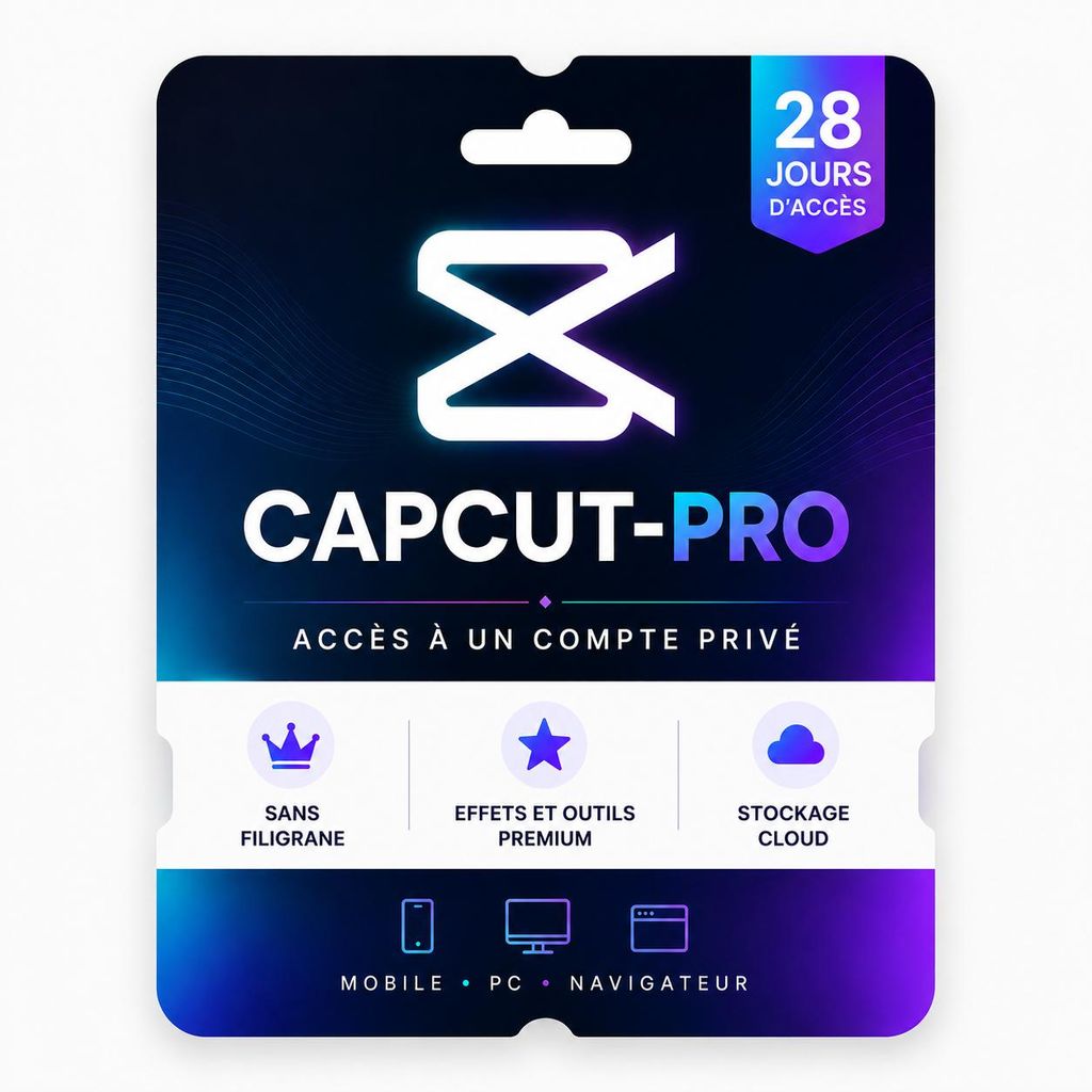 CapCut Pro - Accès au compte pendant 28 jours | Livraison Image du produit  Image générée par une IA