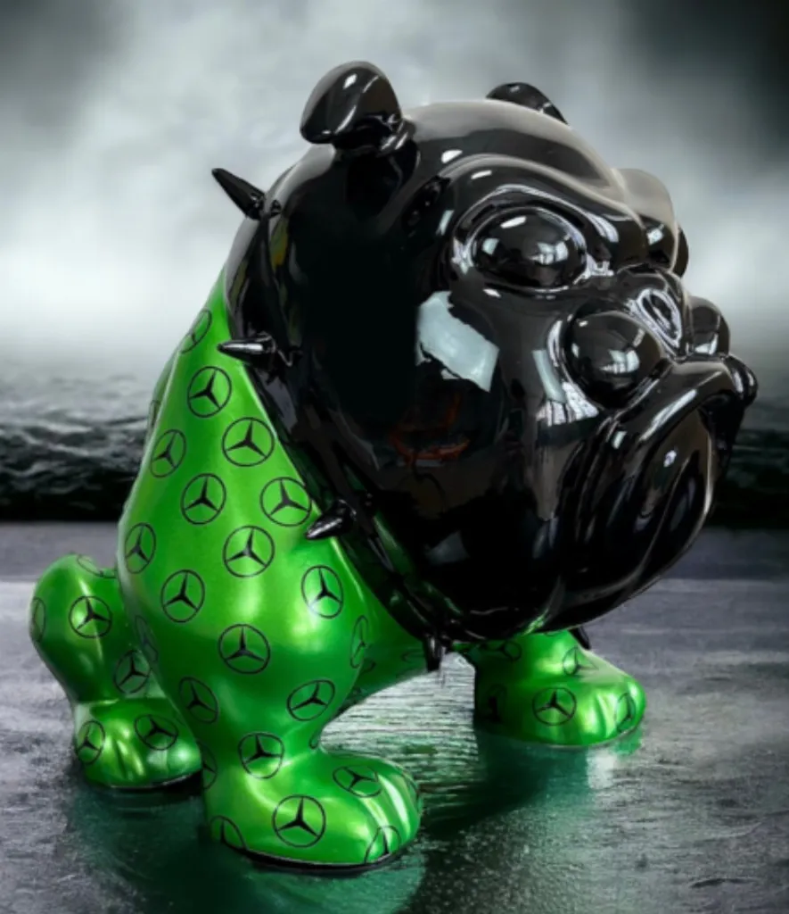 Bouledogue Assis Mercedes Figurine PRV 25cm Décoration Intérieur