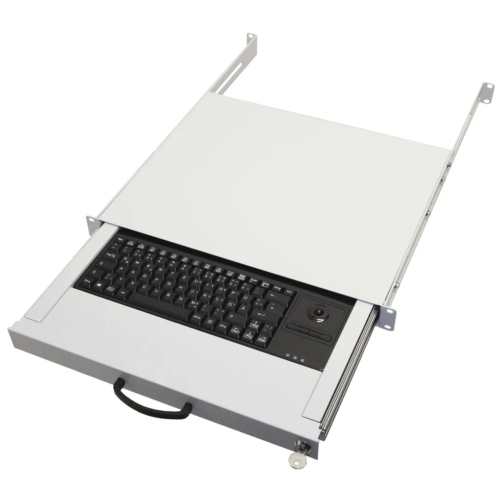 Clavier 1U Gris Clair avec Trackball et Connexion Duale PS2 USB Aixcase