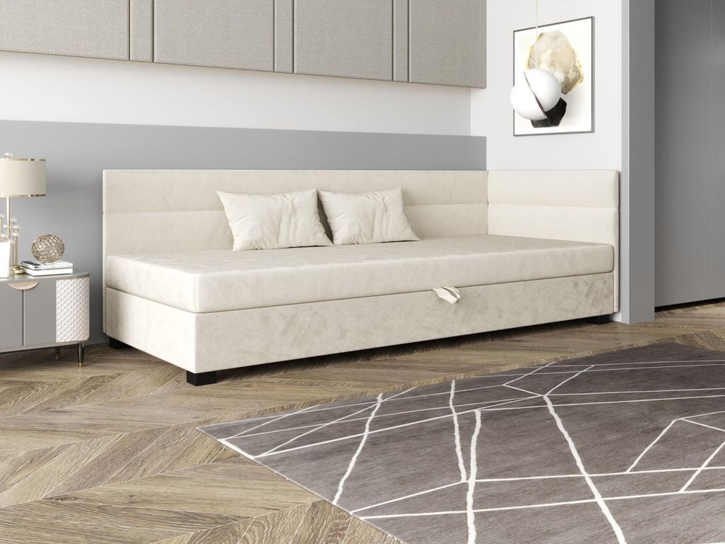 Einzelbett mit Polsterung 90x195 NALINDA PLUS 2 - ecru