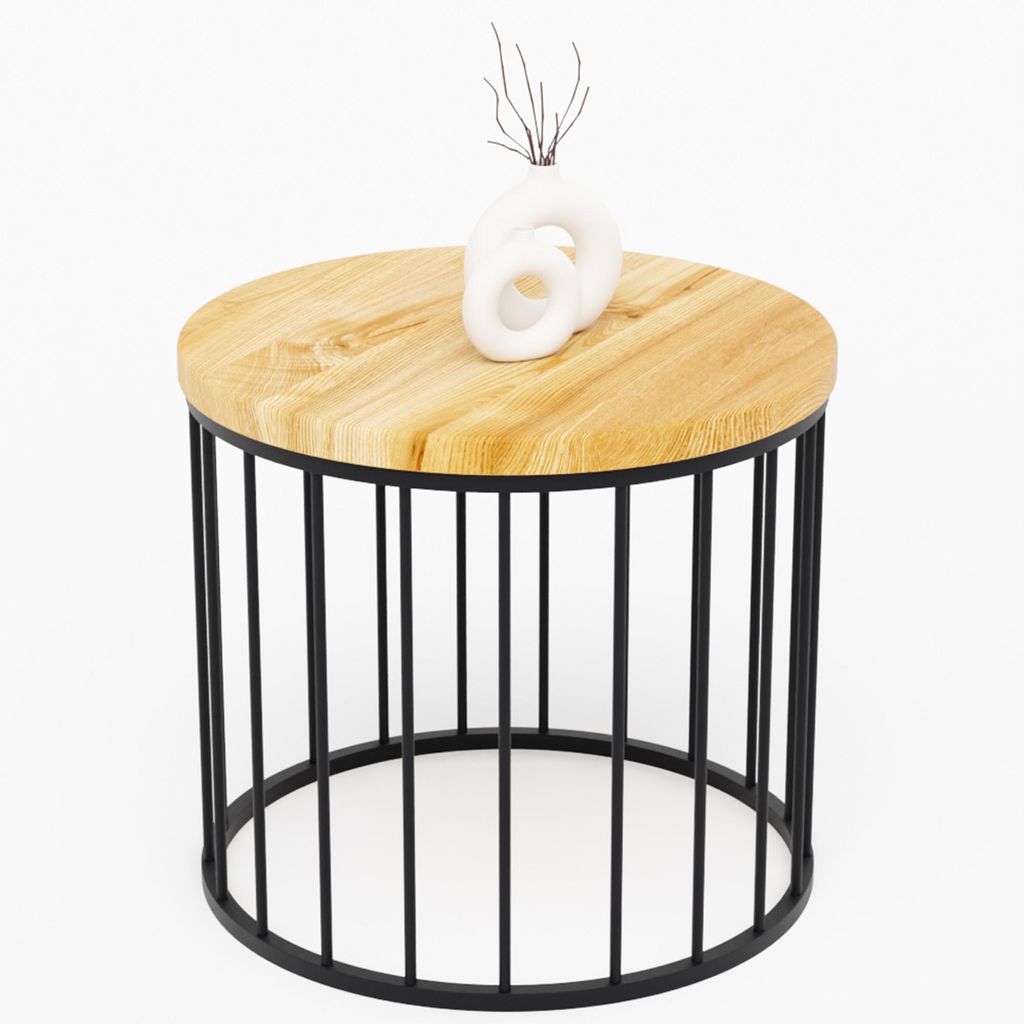 LAMO Manufaktur Couchtisch rund aus Holz 50 x 45 cm - Beistelltisch rund, Wohnzimmertisch, Sofatisch - kleiner Tisch, modern coffee table, Beistell...