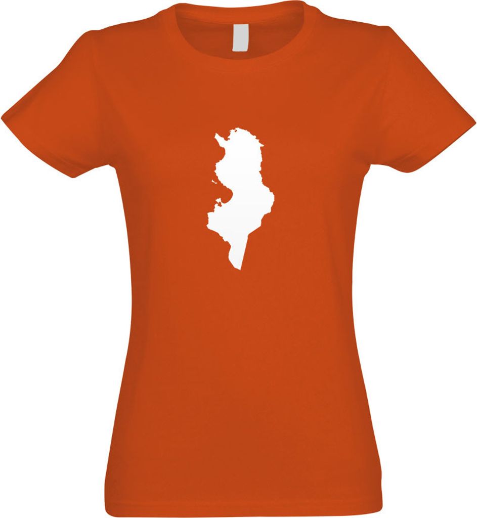 Kiwistar - T-Shirt tailliert - Damen - orange - Tunesien Umriss Kontur - mit Motiv Bedruckt - Funshirt Design - Sport - Freizeit - Damen - M