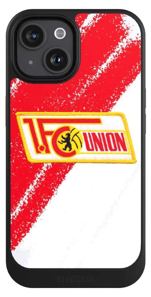NIVOCASE Hülle für Apple iPhone 15 Handyhülle NIVOcore Case Schwarz 1. FC Union Berlin Logo Offizielles Lizenzprodukt