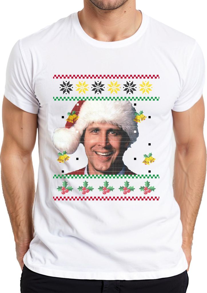 Clark Schöne Bescherung bei den Griswolds - Ugly Christmas Sweater Weihnachten Herren T-Shirt, Weiß, S