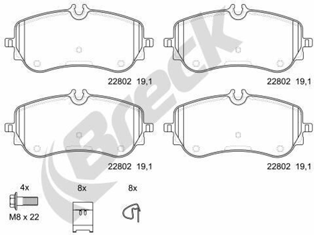 BRECK Bremsbeläge Satz Hinten Bremsklötze für VW Crafter Kastenwagen (SY, SX) 22802 00 703 00