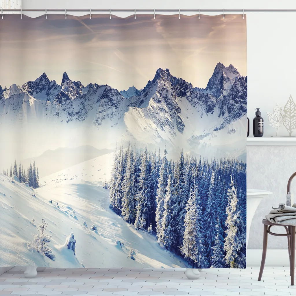 Tenda da Doccia Antimuffa ABAKUHAUS - Vista Neve e Inverno 180cm