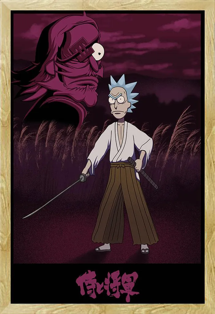 Offerta Poster Rick & Morty Samurai Rick + Cornice Shinsuke Faggio