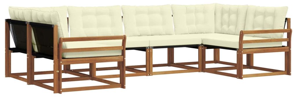 vidaXL Outdoor-Sofagarnitur mit Kissen 6 pcs Natur und Creme