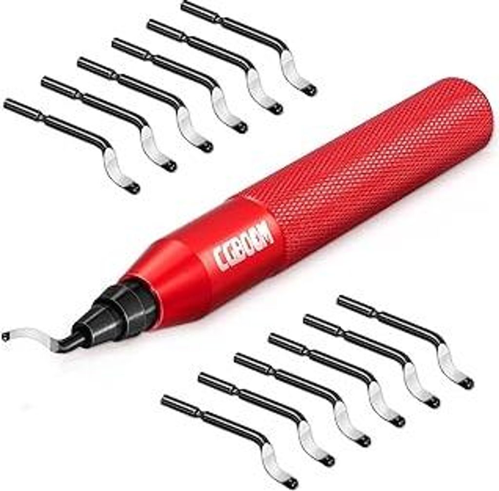CGBOOM Entgrater Werkzeug mit 12 Stück HSS Ersatzklingen, 360 ° Rotierender Klinge, Entgrater für Kunststoff, Metall,3D Drucker, Epoxidharz, Roh...