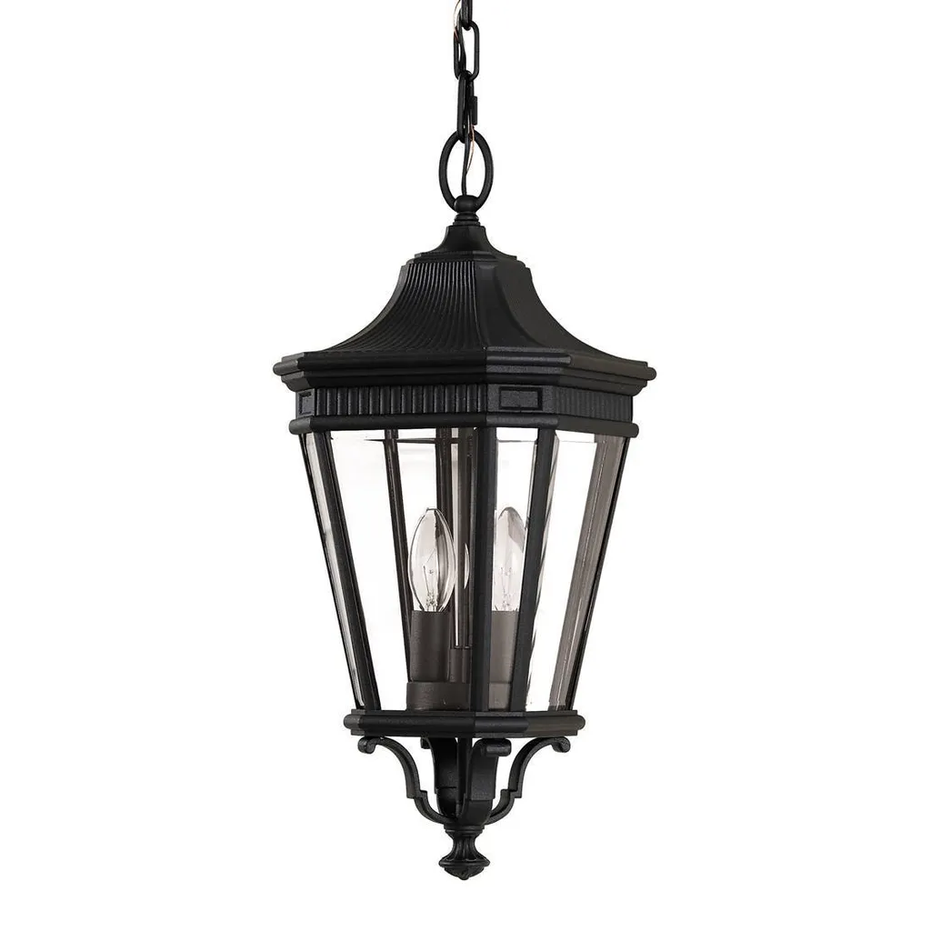 Lanterne de plafond extérieure noire Cotswold Lane 2 lumières Feiss