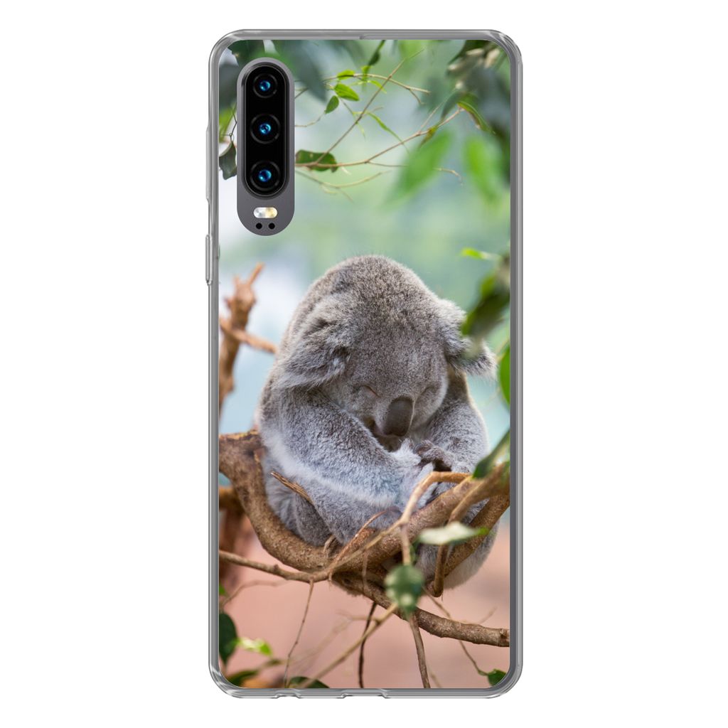 MuchoWow Handyhülle Schutzhülle Hülle für Huawei P30 Koala - Äste - Schlaf - Kinder - Jungen - Mädchen Silikon Softcase Handy Hülle - Kart...