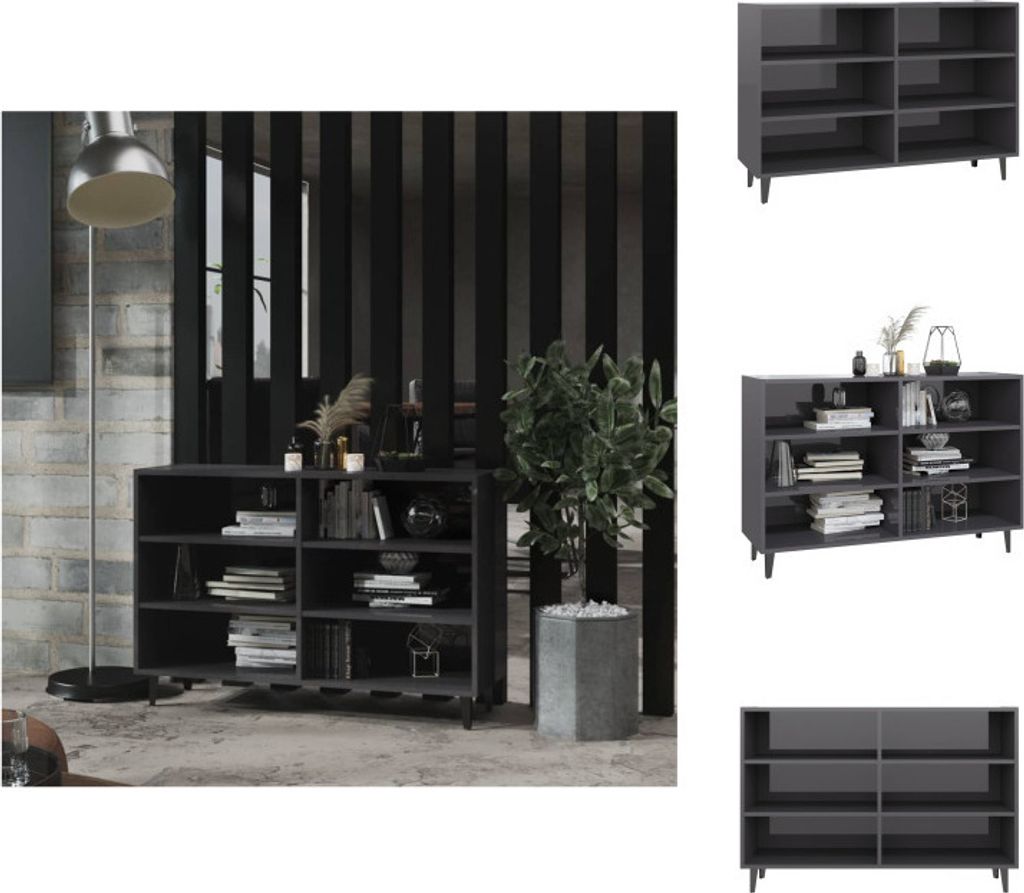 vidaXL Sideboard Hochglanz-Grau 103,5x35x70 cm Holzwerkstoff - Sideboards