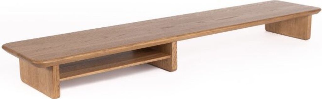 Premium Oak Wooden Monitor Stand: Walnut Elegance