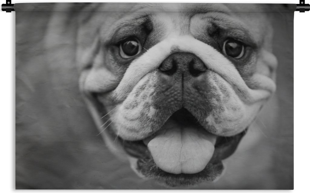 MuchoWow Wandteppich Wandbehang Tierprofil Bulldogge in schwarz und weiß 120x80 cm Tapisserie Dekoration Wandtuch - Wanddekorationen - Wandtücher