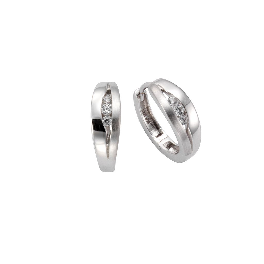 F Klappcreolen 925/- Sterling Silber 1,6cm weiß Zirkonia weiß 273210937R