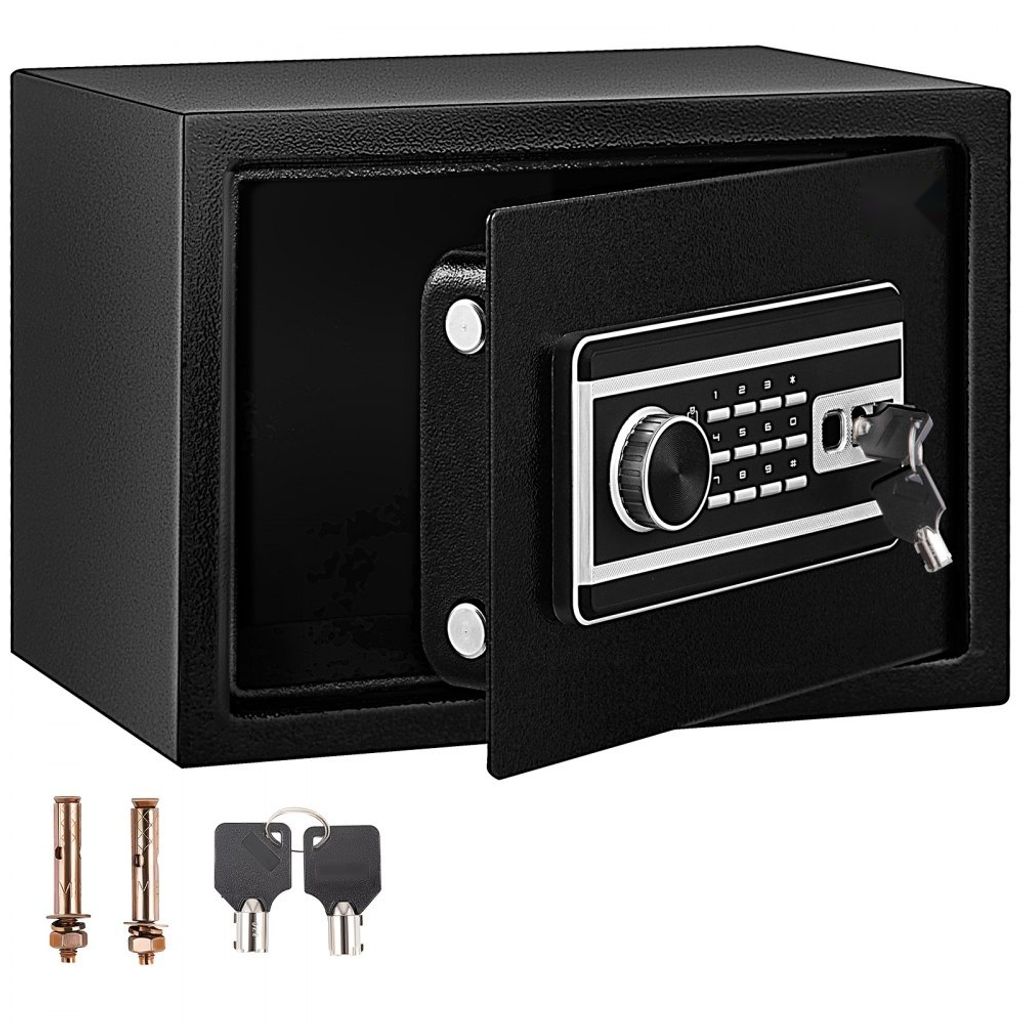 Sicherheitstresor Schwarz 0,8 Kubikfuß - Wandtresor 10 kg Belastbarkeit - Digitales Fingerabdruck-Code-Tastenfeld - 4-Schlosssystem - Staubdichter...
