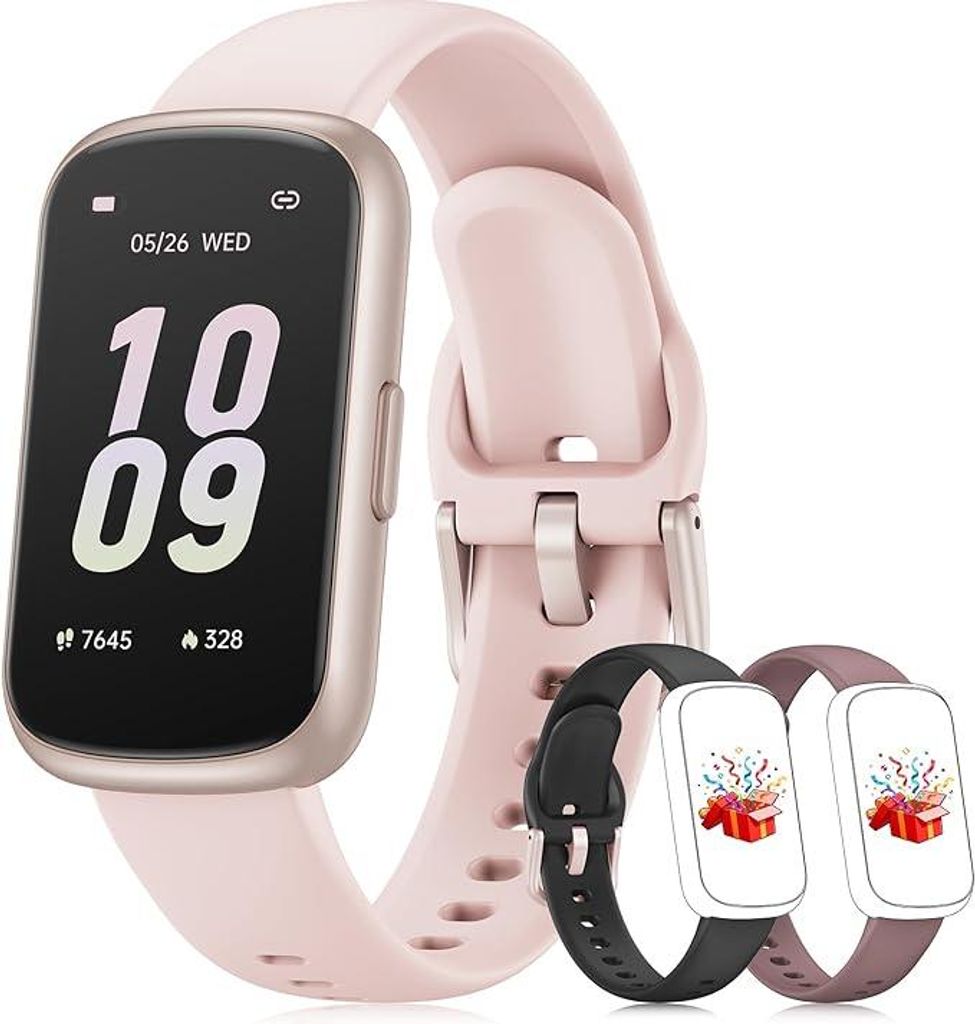 Smartwatch Damen Herren 3 Armbänder, 1,47'' Klein Fitness Tracker Aktivitätstracker Pulsuhr SpO2 Schlaftracker Schrittzähler Sportuhr für Andro...