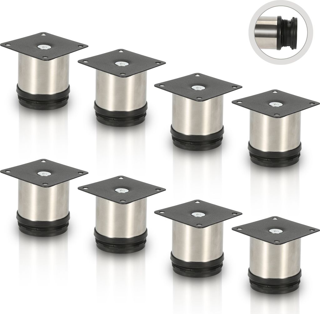 Aopunly 8er Set Möbelfüße Tischbein Set Sofafüße Möbelbeine Bettstützen Sofafüße Schrankfuß Möbelbeine Edelstahl 50mm