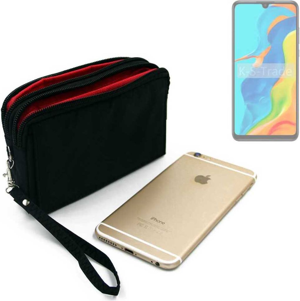 K-S-Trade Schutz Hülle Handy Hülle kompatibel mit Huawei P30 lite New Edition Gürteltasche Travelbag Handytasche mit Zusatzfächern, schwarz