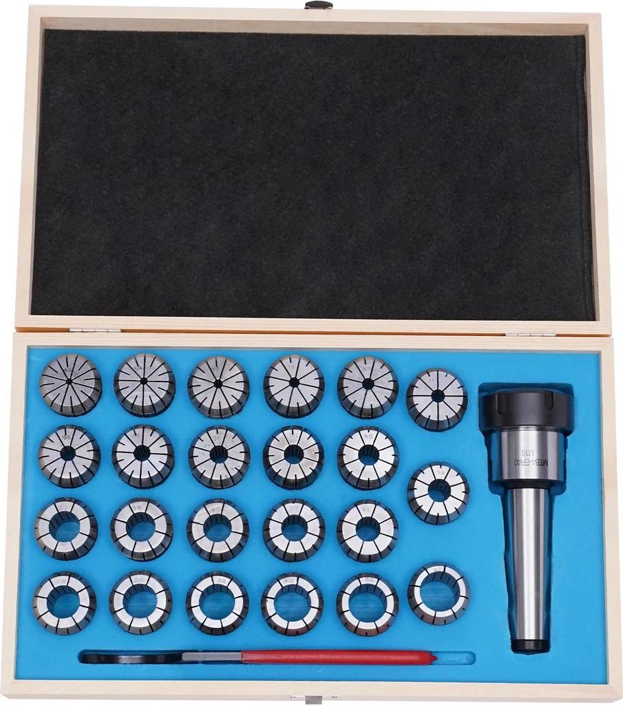 ER40 Spannzangenfutter Set - MTB4-ER40 M16 - MK4 Morsekegel - Spannbereich 4–26 mm - Zugstange M16 - 65Mn Federstahl - Für Fräse/Drehmaschine/CNC