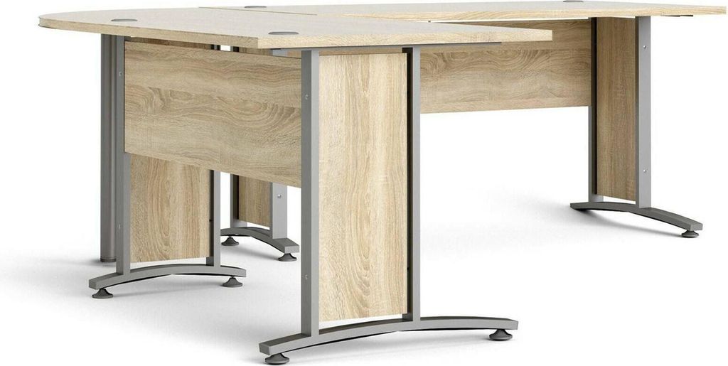 Schreibtisch Tanya, Mehrzweckschreibtisch, Bürotisch für PC, Eckschreibtisch, 230x200 h75 cm, Grau und Eiche