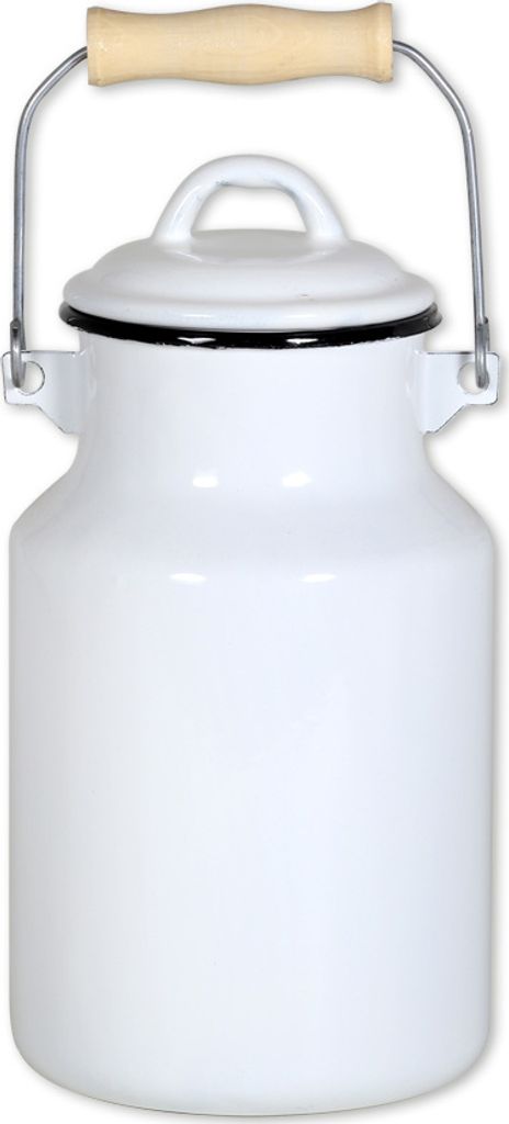 Milchkanne 4 Liter mit Deckel und Tragegriff, Emaille weiß Produktbild 