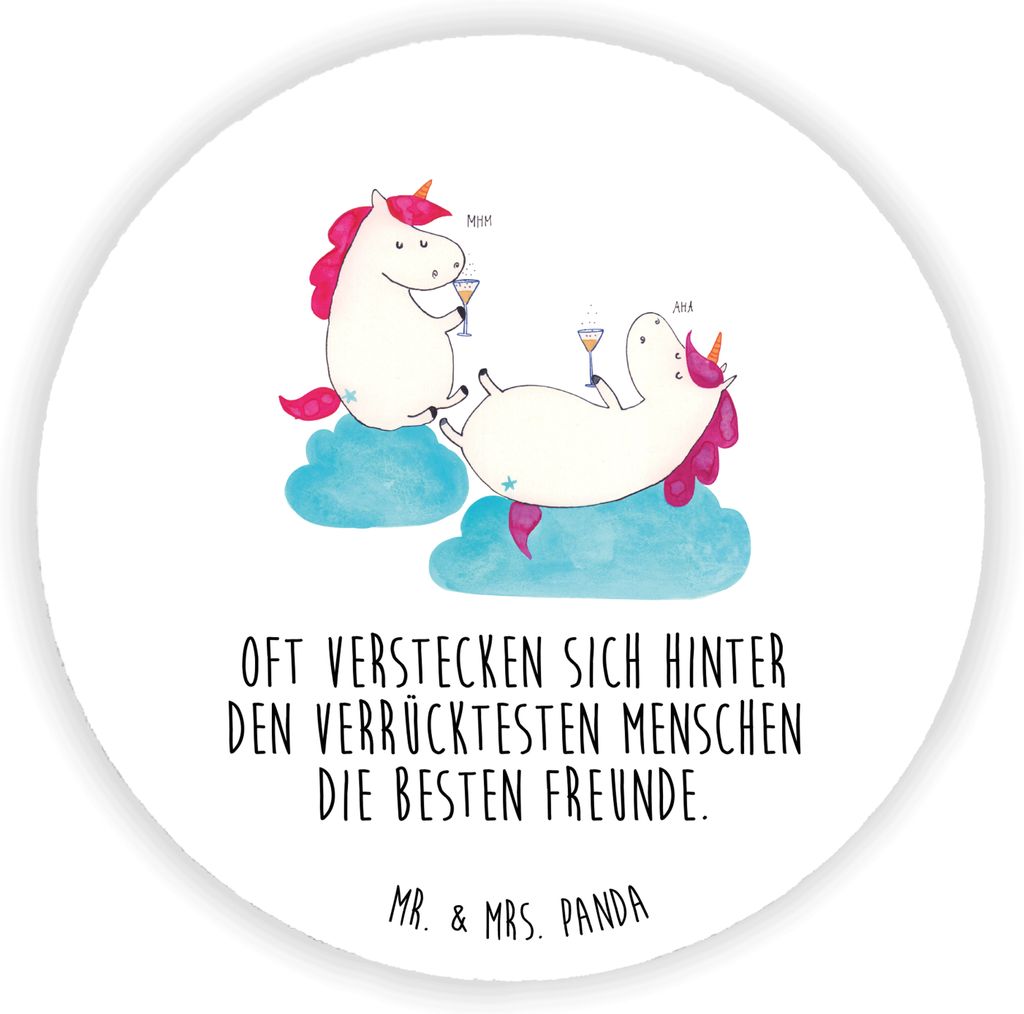 Mr. & Mrs. Panda Rund Magnet Einhorn Sekt - Weiß - Geschenk, Einhörner, Freundin, pinnwand, Unicorn, für pinwand, Party, Freundinnen, BFF, kühl...