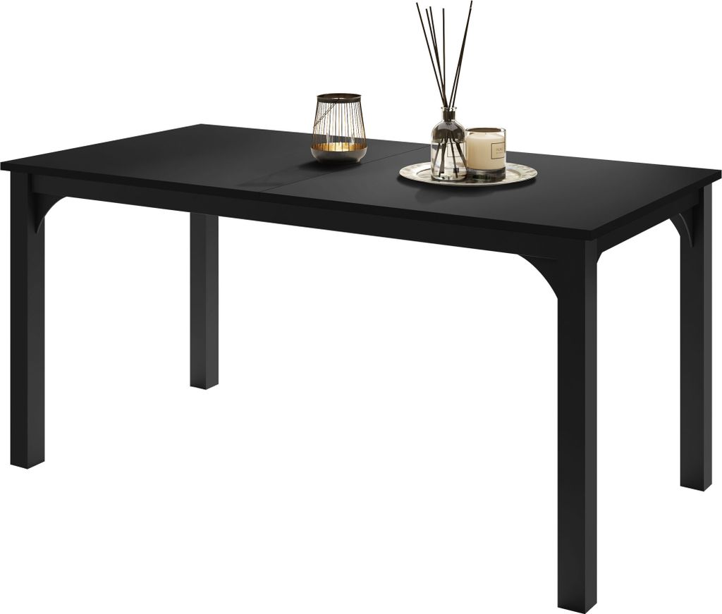 MIRJAN24 Tisch Focus 160, Wohnzimmer Tisch, Beine und Seiten aus Stahl (Farbe: Schwarz / Schwarz)