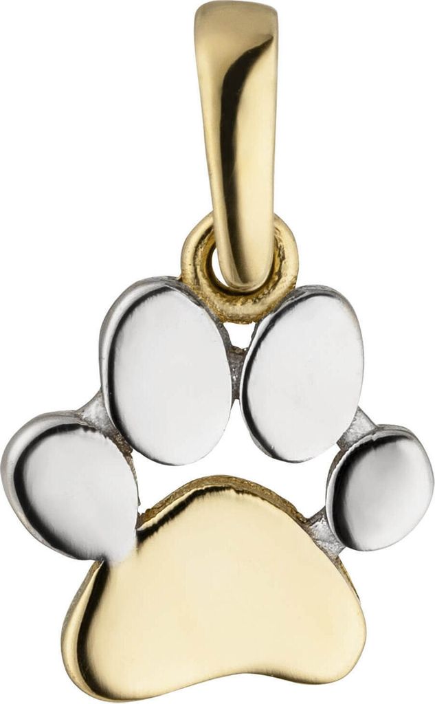 Anhänger Pfote 333 Gold Gelbgold teilrhodiniert bicolor 9,4x8,3mm klein & fein