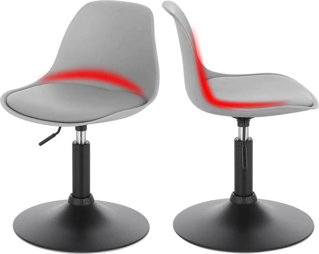 Petit Tabouret Rond Gris de Cuisine Réglable et Pivotant pour Table Basse - 5