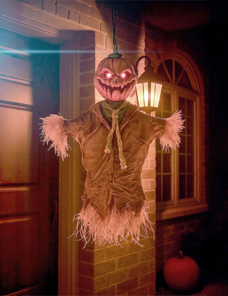 Épouvantail à suspendre Décoration d'Halloween 10x32x54 cm Orange