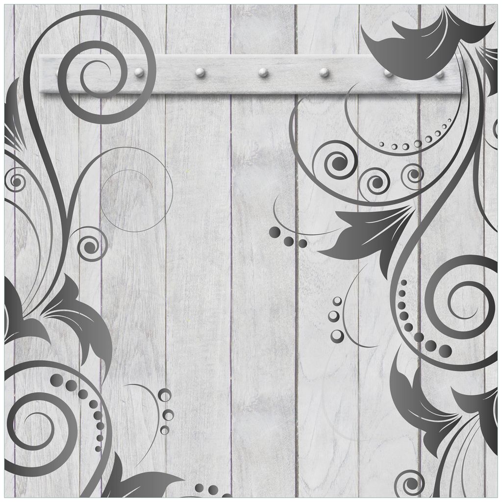 Wallario Möbeldesign - Glasplatte, Schutzplatte mit Motiv - geeignet für Ikea Lack Tisch, Größe: 55 x 55 cm, Motiv: Graue Holztür mit Schnör...