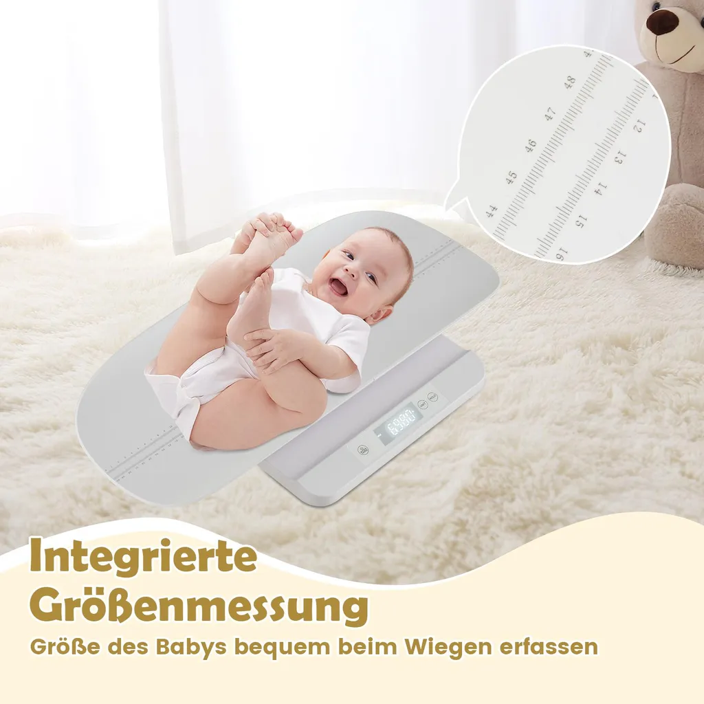 COSTWAY Pèse-bébé Numérique 150kg avec Plateau Amovible et Fonction Tare