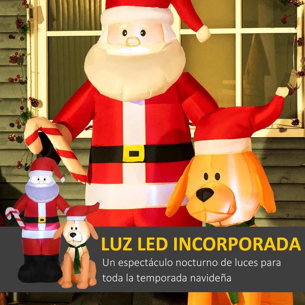Père Noël gonflable robuste 157 cm - Installation Stable et Rapide LED - 4