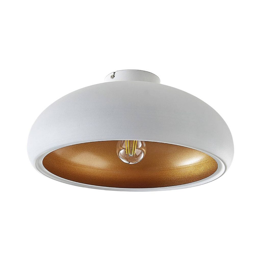 Lindby Deckenlampe Gerwina, weiß/gold, Metall, 40 cm, E27 Produktbild 