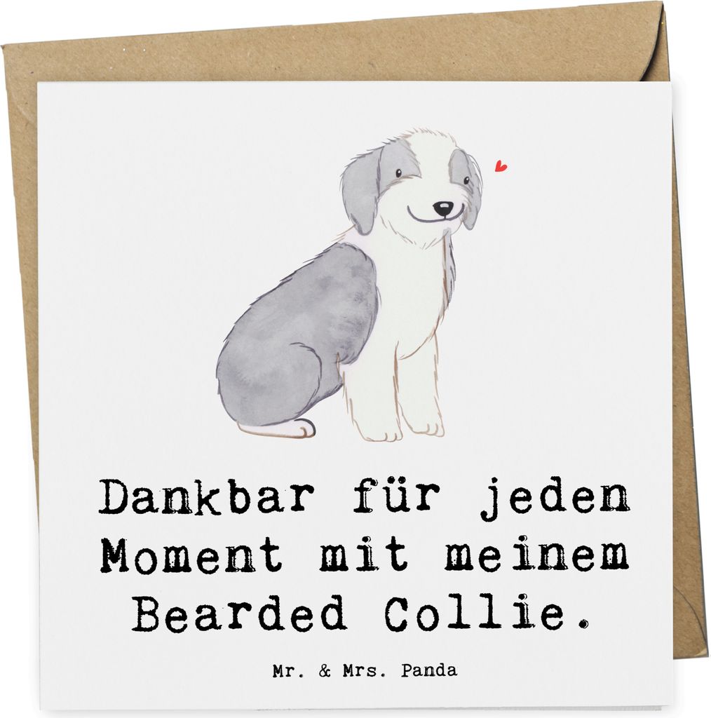 Mr. & Mrs. Panda Grußkarte Bearded Collie Moment - Weiß - Produktbild 