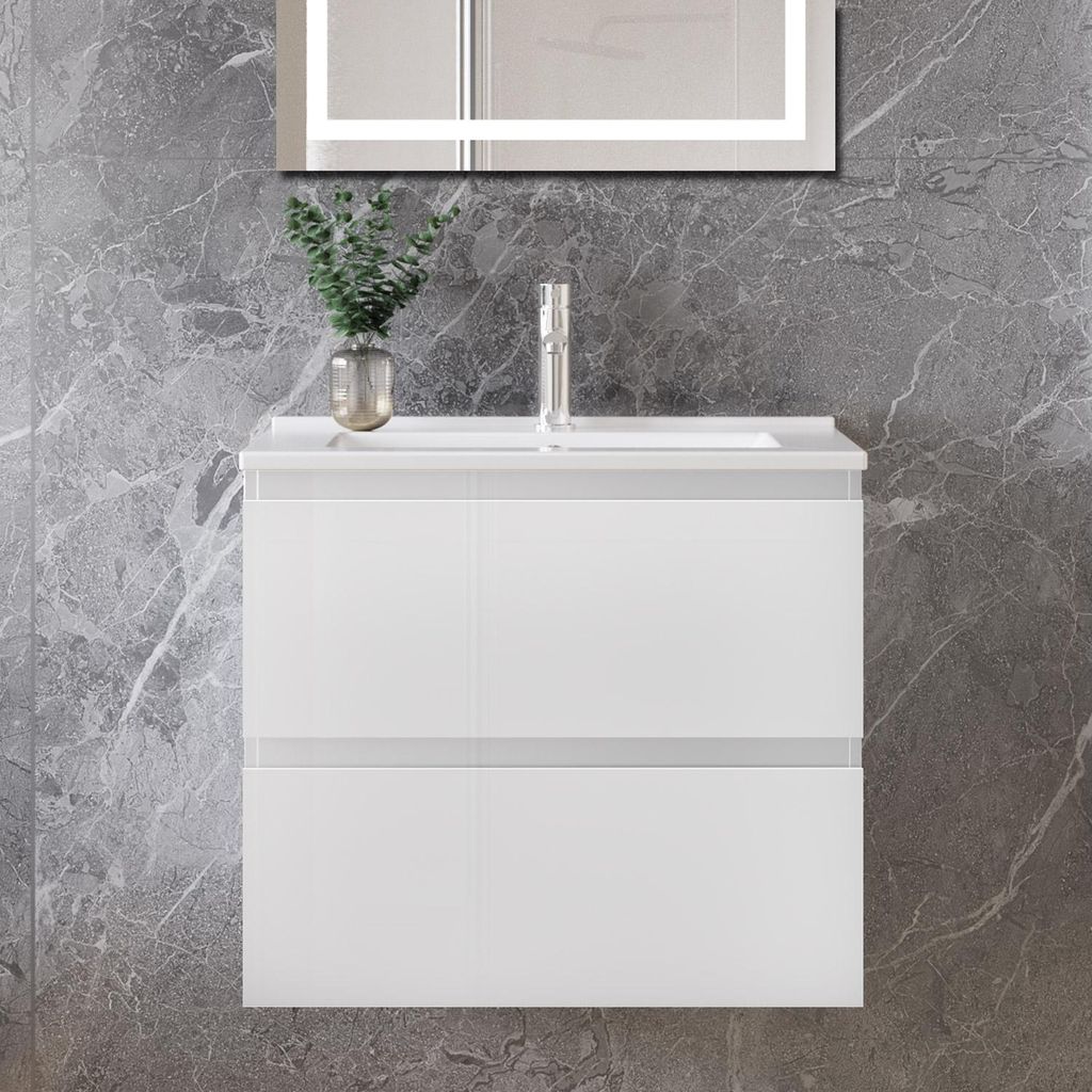 60 cm Badmöbel-Set Unterschrank mit dünn Keramik waschtisch Produktbild 