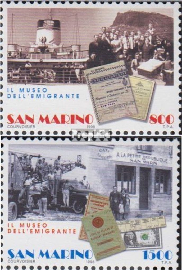 Briefmarken San Marino 1998 Mi 1776-1777 (kompl.Ausg.) postfrisch Museum der Emigration