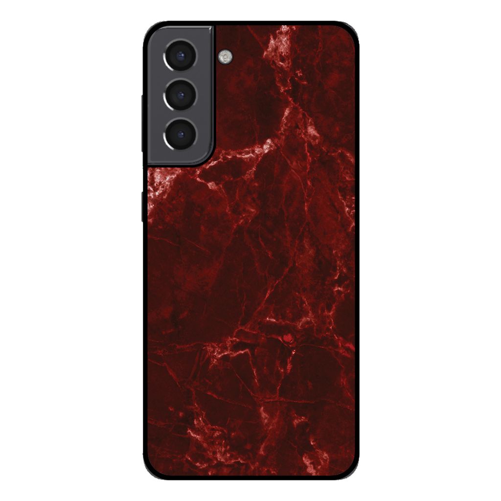 Smartphonica Handytasche für Samsung Galaxy S22 mit Marmordruck - TPU Rückseite Fall Marmor Design - Rot