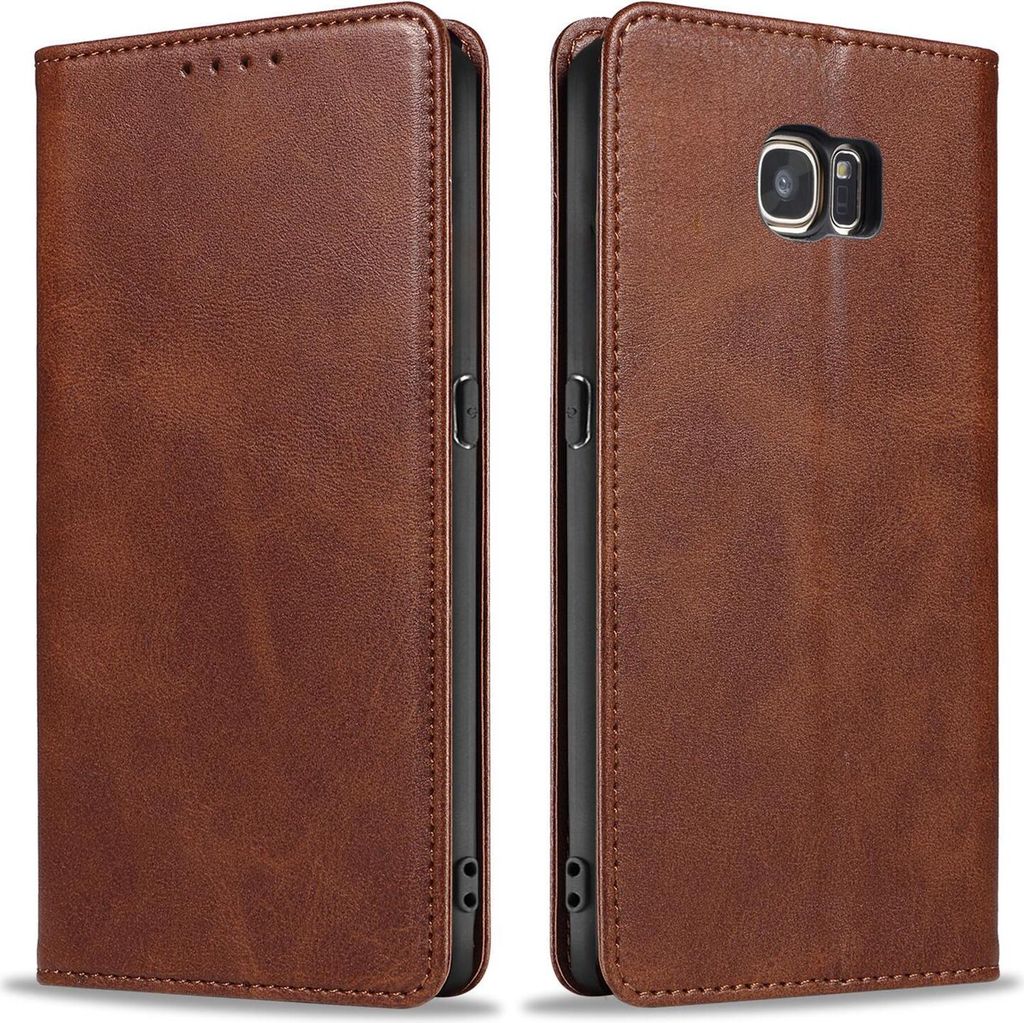 Handyhülle für Samsung Galaxy S7 Edge Kunstleder Flip Cover Hülle Handytasche Case Kartenfach Farbe: Dunkelbraun