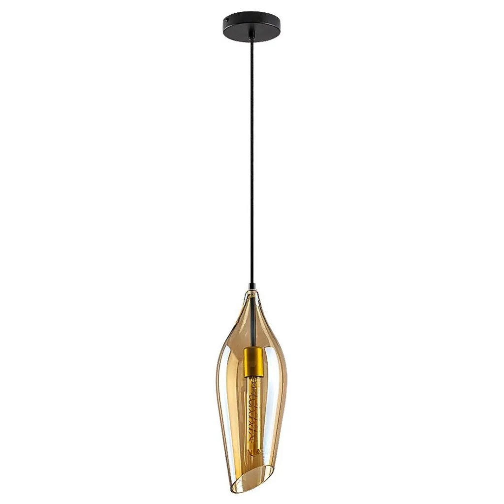 Rabalux 72201 Lampada a sospensione 1 spot Bellini, E27, nero-arancio, rotondo, moderno, ø140mm