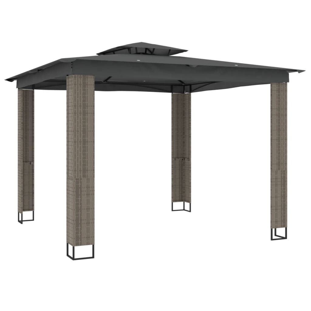 vidaXL Pavillon mit Doppeldach Anthrazit 2,94x2,94 m Stahl