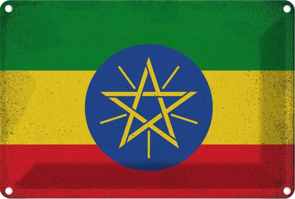vianmo Blechschild 12x18 cm Äthiopien Ethiopia Vintage Flagge Fahne Wappen