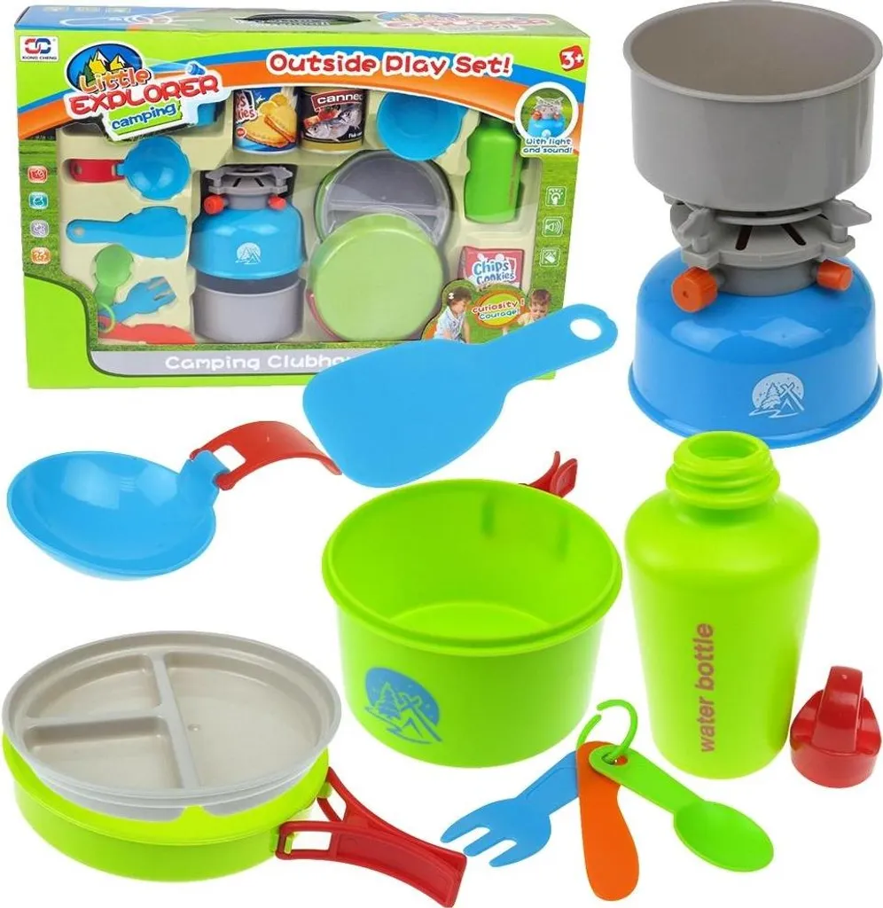 Set de pique-nique complet avec réchaud à gaz et lampe LED de camping
