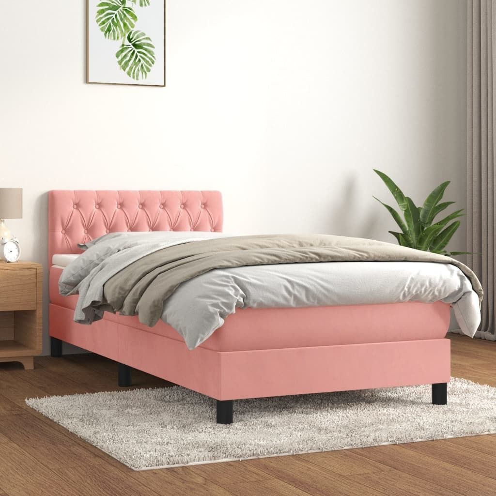 Maison Exclusive - Boxspringbett mit Matratze Rosa 90x190 cm Samt