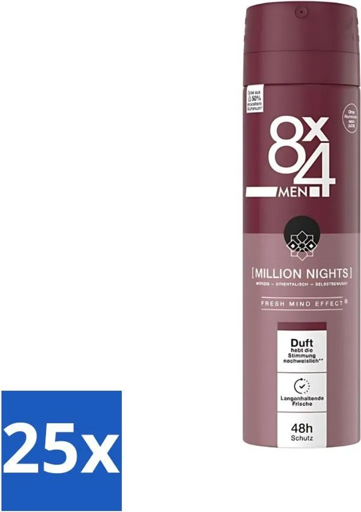 Stock 25 Pezzi 8x4 Deodorante Men Million Nights 150ml - Ingrosso
