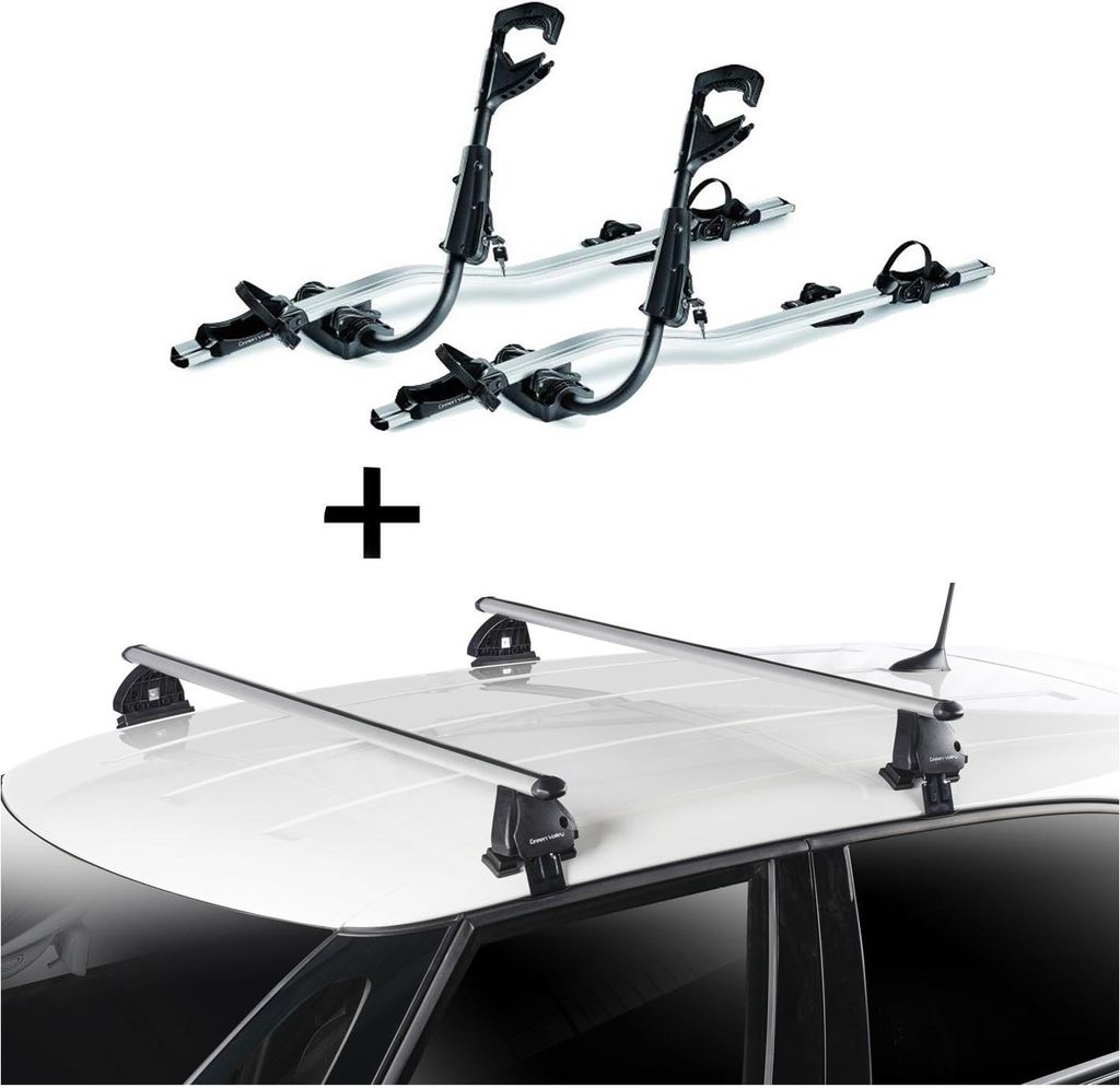 2x Fast Rider Alu Fahrradträger + Dachträger VDP EVO ALU kompatibel mit für Renault Clio II \ Clio Storia 5 Türer 1998-2005