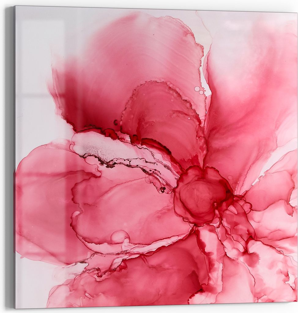 DEQORI Glasbild Acryl 50x50 cm 'Rosige Abstraktion' Wandbild Bild modern Deko