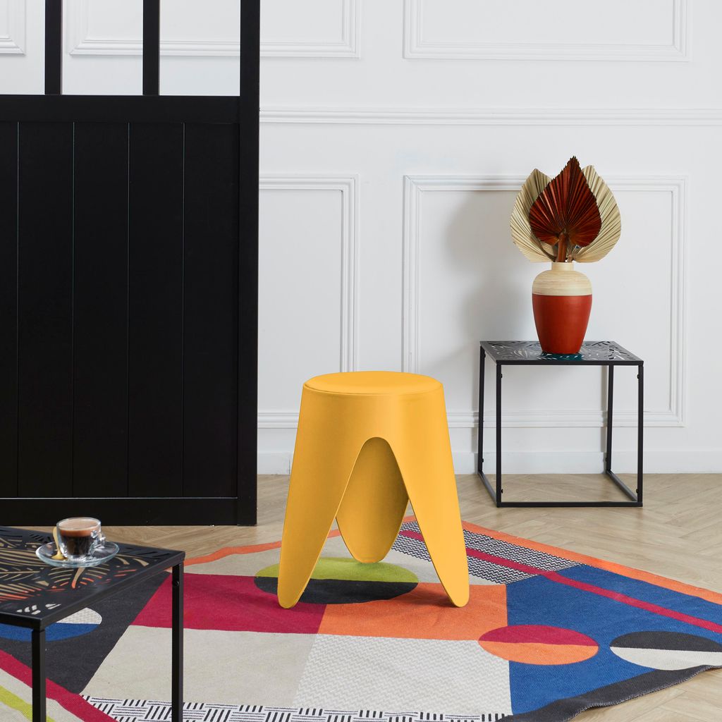 Tabouret - HOME DECO FACTORY - Empilable - Jaune Image du produit 