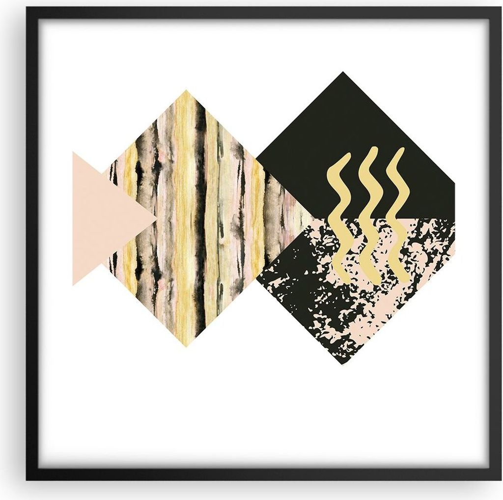 Gerahmtes Poster - Schwarzer Rahmen - Abstraktion Diamant Gürtel - 50x50 cm - Wand Bild - Wanddeko - Wandbilder - Wandposter - Bilderrahmen - Bild...